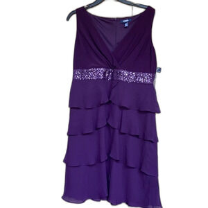 NWT CHAPS sequins detail dress color egg plant